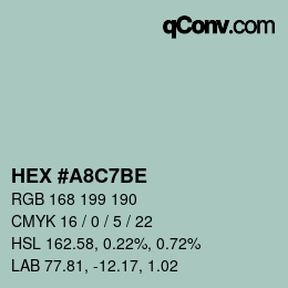 Color code: HEX #A8C7BE | qconv.com