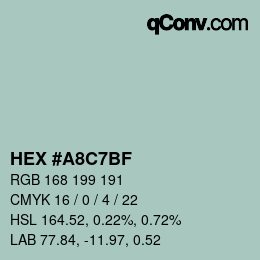 Color code: HEX #A8C7BF | qconv.com