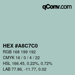 Color code: HEX #A8C7C0 | qconv.com