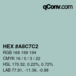 Color code: HEX #A8C7C2 | qconv.com