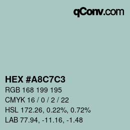Farbcode: HEX #A8C7C3 | qconv.com