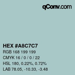 カラーコード: HEX #A8C7C7 | qconv.com
