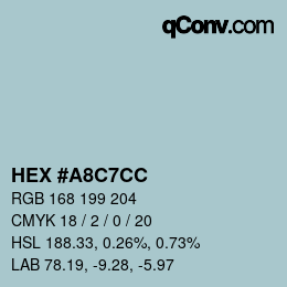 Farbcode: HEX #A8C7CC | qconv.com