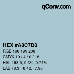 カラーコード: HEX #A8C7D0 | qconv.com