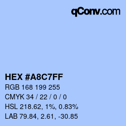 カラーコード: HEX #A8C7FF | qconv.com