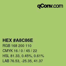 Color code: HEX #A8C86E | qconv.com