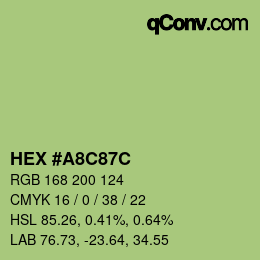 カラーコード: HEX #A8C87C | qconv.com