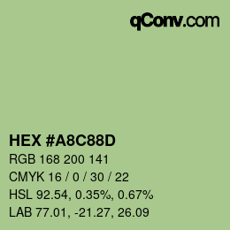 Farbcode: HEX #A8C88D | qconv.com