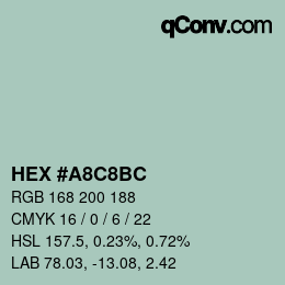 カラーコード: HEX #A8C8BC | qconv.com