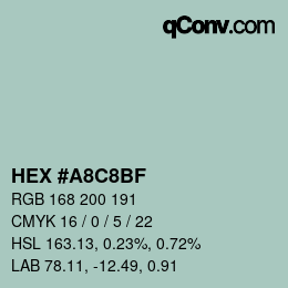 Color code: HEX #A8C8BF | qconv.com