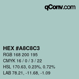 カラーコード: HEX #A8C8C3 | qconv.com