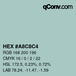 カラーコード: HEX #A8C8C4 | qconv.com