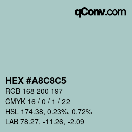カラーコード: HEX #A8C8C5 | qconv.com