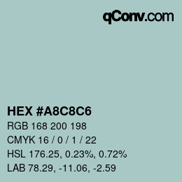 カラーコード: HEX #A8C8C6 | qconv.com