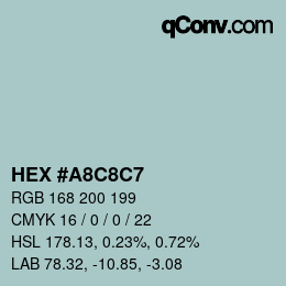 Código de color: HEX #A8C8C7 | qconv.com