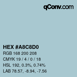 Farbcode: HEX #A8C8D0 | qconv.com