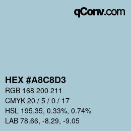 カラーコード: HEX #A8C8D3 | qconv.com
