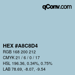 カラーコード: HEX #A8C8D4 | qconv.com