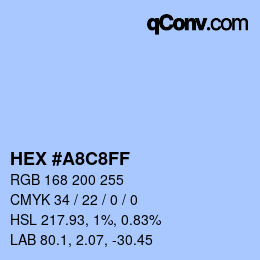 カラーコード: HEX #A8C8FF | qconv.com