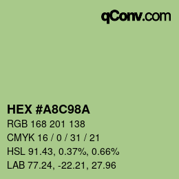 Color code: HEX #A8C98A | qconv.com