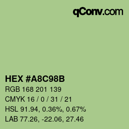 カラーコード: HEX #A8C98B | qconv.com