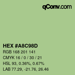 Color code: HEX #A8C98D | qconv.com