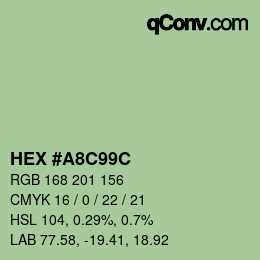 Color code: HEX #A8C99C | qconv.com