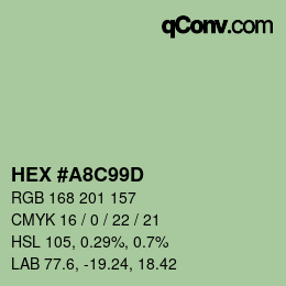 カラーコード: HEX #A8C99D | qconv.com
