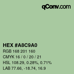 カラーコード: HEX #A8C9A0 | qconv.com