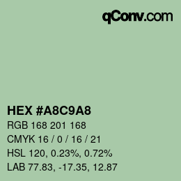 Código de color: HEX #A8C9A8 | qconv.com