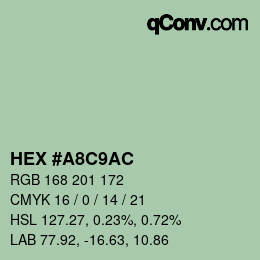 カラーコード: HEX #A8C9AC | qconv.com