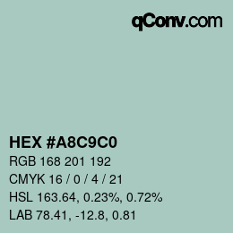 Color code: HEX #A8C9C0 | qconv.com