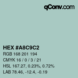 Color code: HEX #A8C9C2 | qconv.com