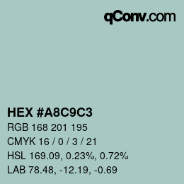 Color code: HEX #A8C9C3 | qconv.com