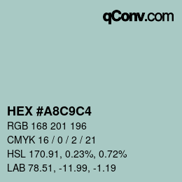 Color code: HEX #A8C9C4 | qconv.com