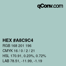 カラーコード: HEX #A8C9C4 | qconv.com
