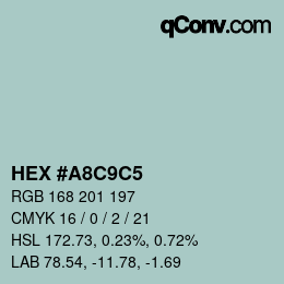 Color code: HEX #A8C9C5 | qconv.com