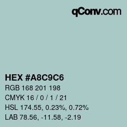 颜色代码: HEX #A8C9C6 | qconv.com