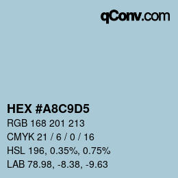 カラーコード: HEX #A8C9D5 | qconv.com