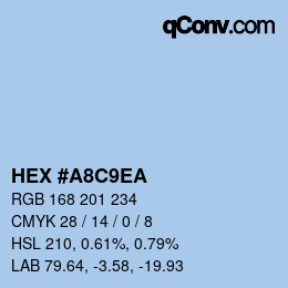 Color code: HEX #A8C9EA | qconv.com