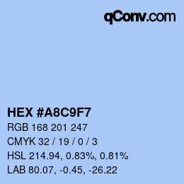 Farbcode: HEX #A8C9F7 | qconv.com