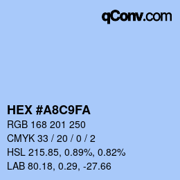 Color code: HEX #A8C9FA | qconv.com