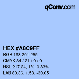 カラーコード: HEX #A8C9FF | qconv.com