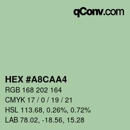 Color code: HEX #A8CAA4 | qconv.com