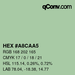 Color code: HEX #A8CAA5 | qconv.com