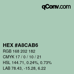 Color code: HEX #A8CAB6 | qconv.com