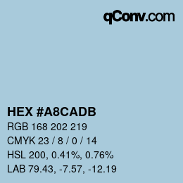 カラーコード: HEX #A8CADB | qconv.com
