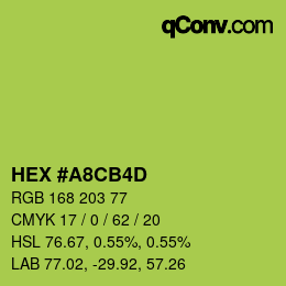 Color code: HEX #A8CB4D | qconv.com