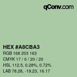 Color code: HEX #A8CBA3 | qconv.com