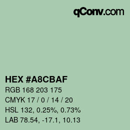 Farbcode: HEX #A8CBAF | qconv.com